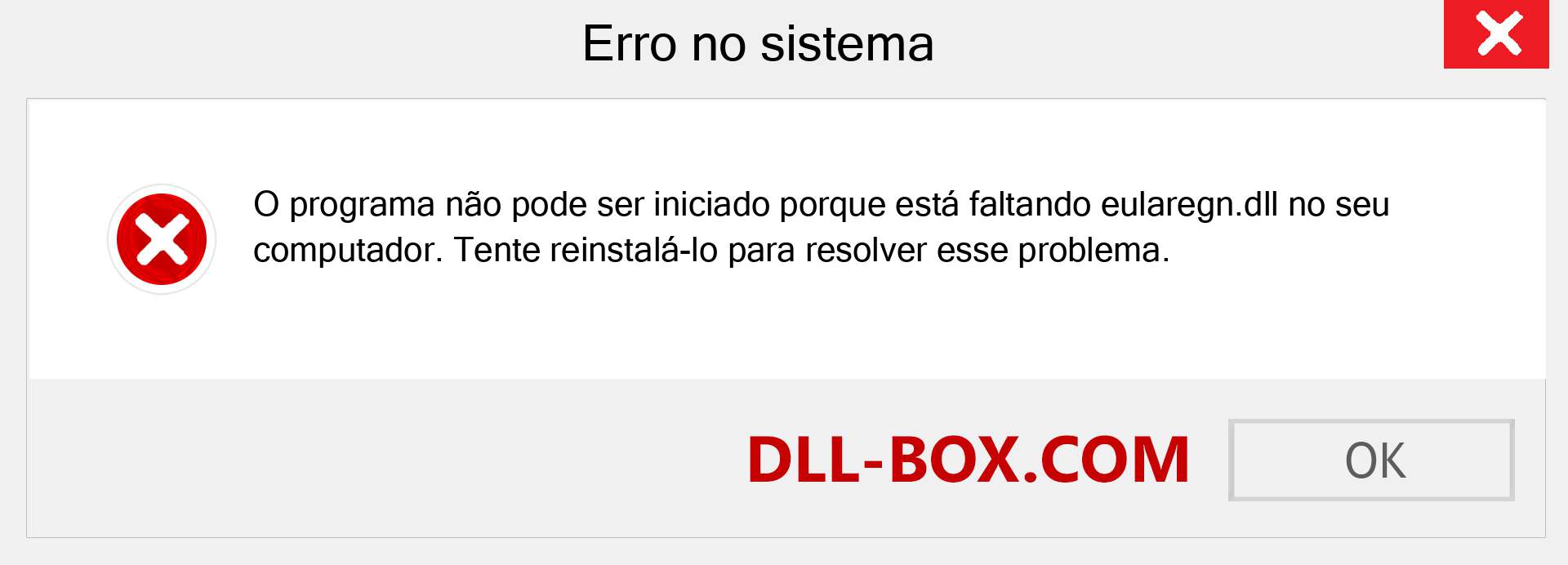 Arquivo eularegn.dll ausente ?. Download para Windows 7, 8, 10 - Correção de erro ausente eularegn dll no Windows, fotos, imagens